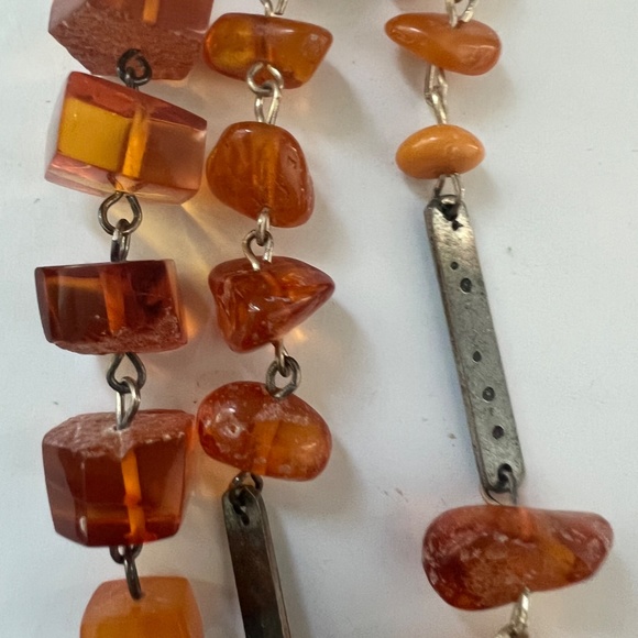 VINTAGE Baltic White Butterscotch Amber Silver Necklace Shantel USSR Soviet - Picture 5 of 17